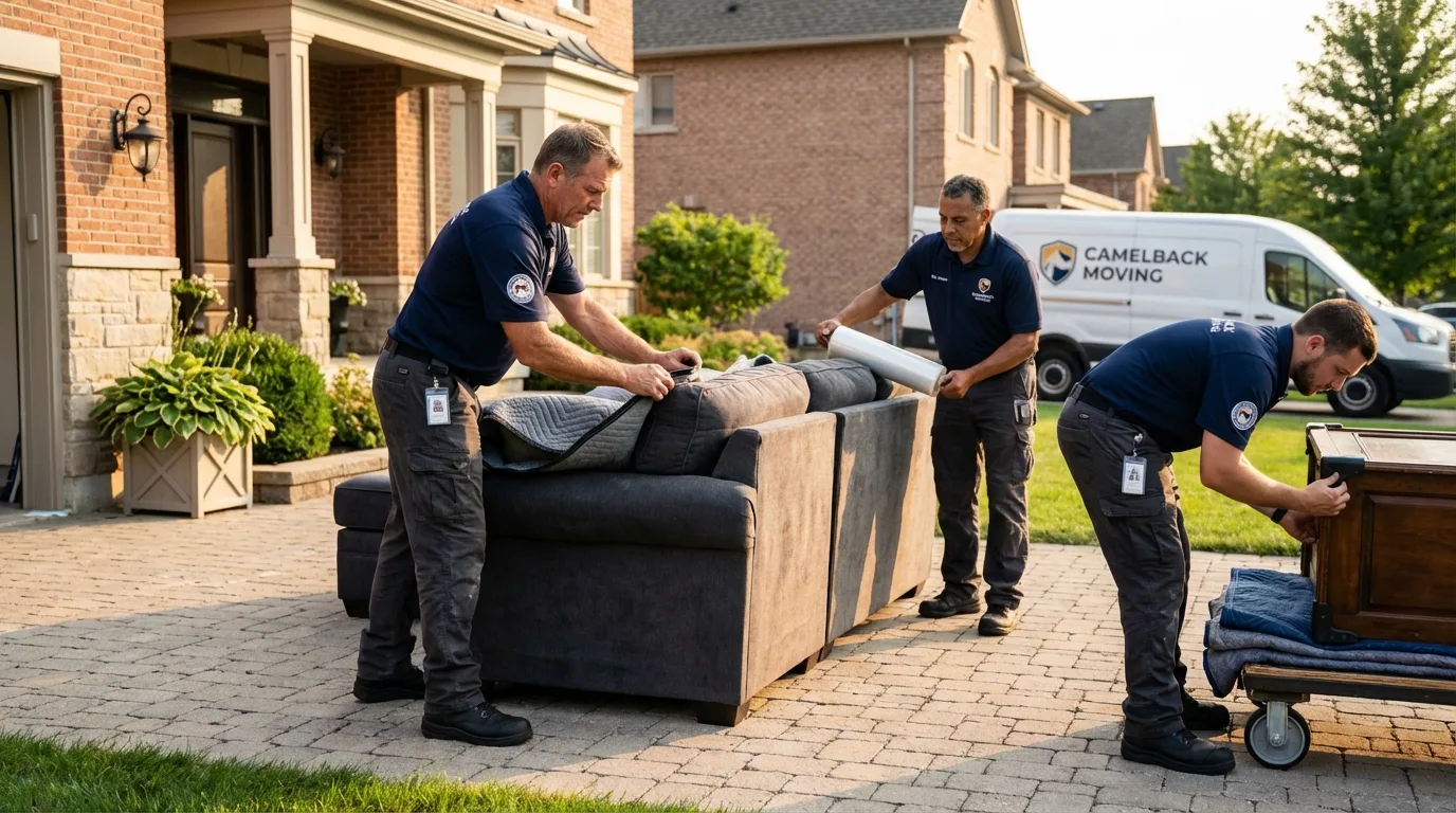 Large estate moving crew wrapping furniture in Marshall, WI